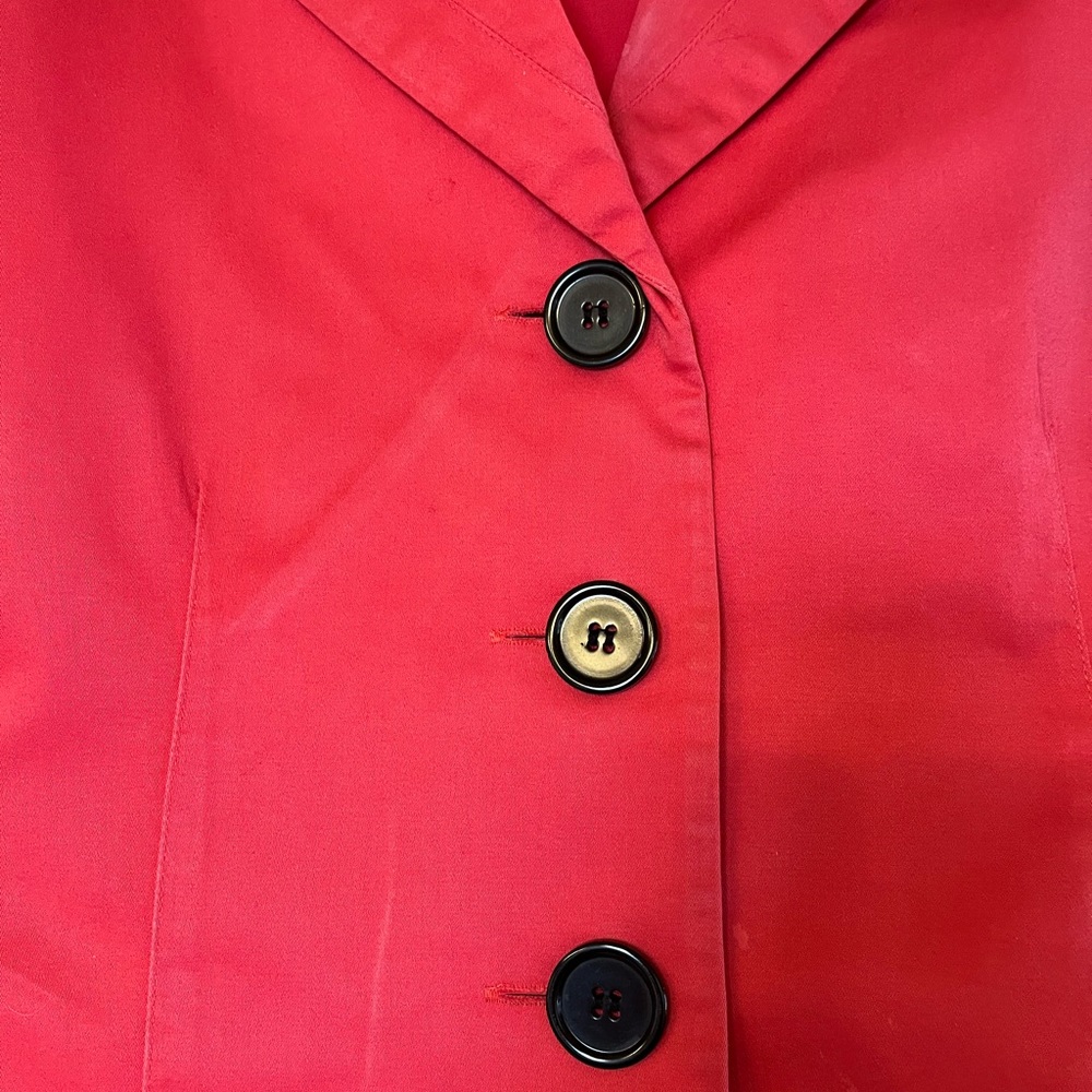 Coral color jacket with black buttons and 3/4 length sleeve - Picture 2 of 5